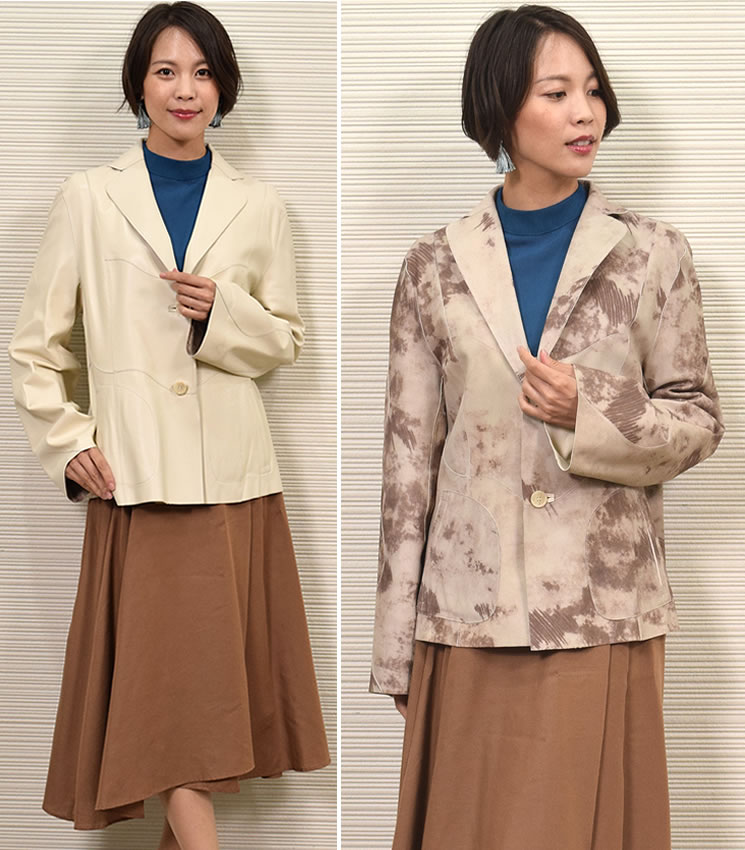 ラム レザー リバシブル ジャケット テーラード タイプ [MONCADA]レザー 革 毛皮・ファー 女性用 レデイース プレゼント ギフト ミセス ファッション(la4961)