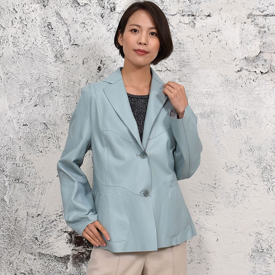 ラム レザー リバシブル ジャケット テーラード タイプ [MONCADA]レザー 革 毛皮・ファー 女性用 レデイース プレゼント ギフト ミセス ファッション(la4961)