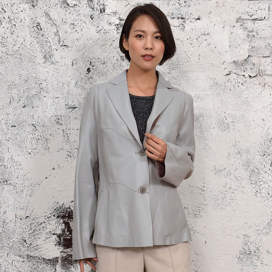 ラム レザー リバシブル ジャケット テーラード タイプ [MONCADA]レザー 革 毛皮・ファー 女性用 レデイース プレゼント ギフト ミセス ファッション(la4961)