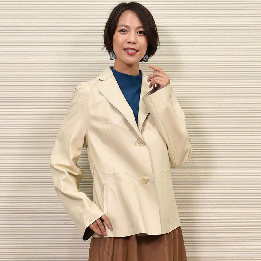 ラム レザー リバシブル ジャケット テーラード タイプ [MONCADA]レザー 革 毛皮・ファー 女性用 レデイース プレゼント ギフト ミセス ファッション(la4961)