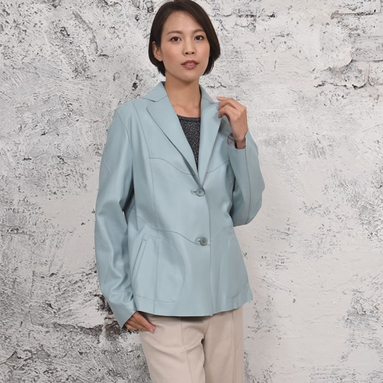 ラム レザー リバシブル ジャケット テーラード タイプ [MONCADA]レザー 革 毛皮・ファー 女性用 レデイース プレゼント ギフト ミセス ファッション(la4961)