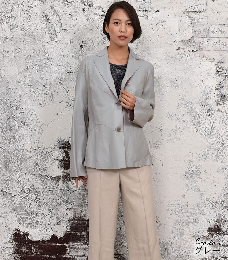ラム レザー リバシブル ジャケット テーラード タイプ [MONCADA]レザー 革 毛皮・ファー 女性用 レデイース プレゼント ギフト ミセス ファッション(la4961)