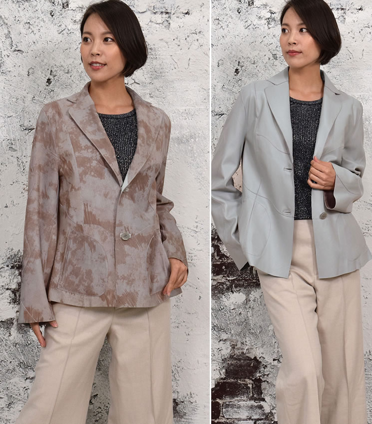 ラム レザー リバシブル ジャケット テーラード タイプ [MONCADA]レザー 革 毛皮・ファー 女性用 レデイース プレゼント ギフト ミセス ファッション(la4961)