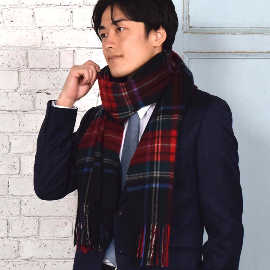 【公式限定名入れ刺繍無料】カシミヤ 100％ ストール 大判 チェック柄ストール 敬老の日【名入れ刺繍】【200cm×60cm】カシミヤストール カシミアストール チェック柄 チェックストール 秋冬 厚手 マフラー メンズマフラー ギフト クリスマス(cs1066m)