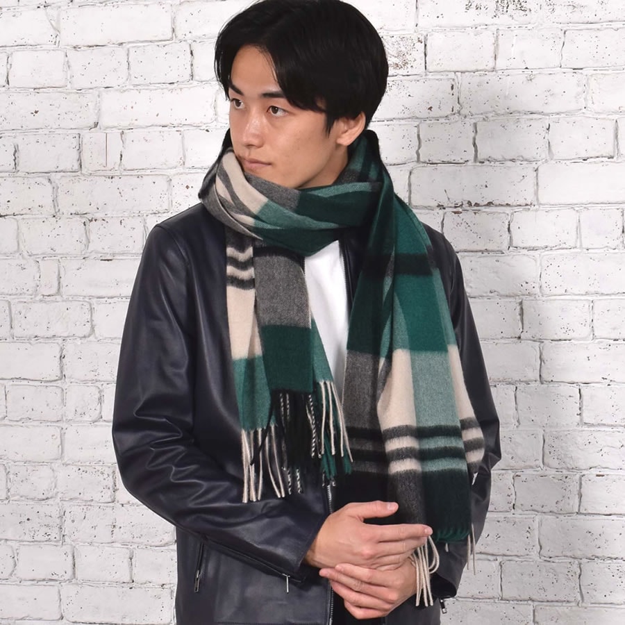 【公式限定名入れ刺繍無料】カシミヤ 100％ ストール 大判 チェック柄ストール 敬老の日【名入れ刺繍】【200cm×60cm】カシミヤストール カシミアストール チェック柄 チェックストール 秋冬 厚手 マフラー メンズマフラー ギフト クリスマス(cs1066m)