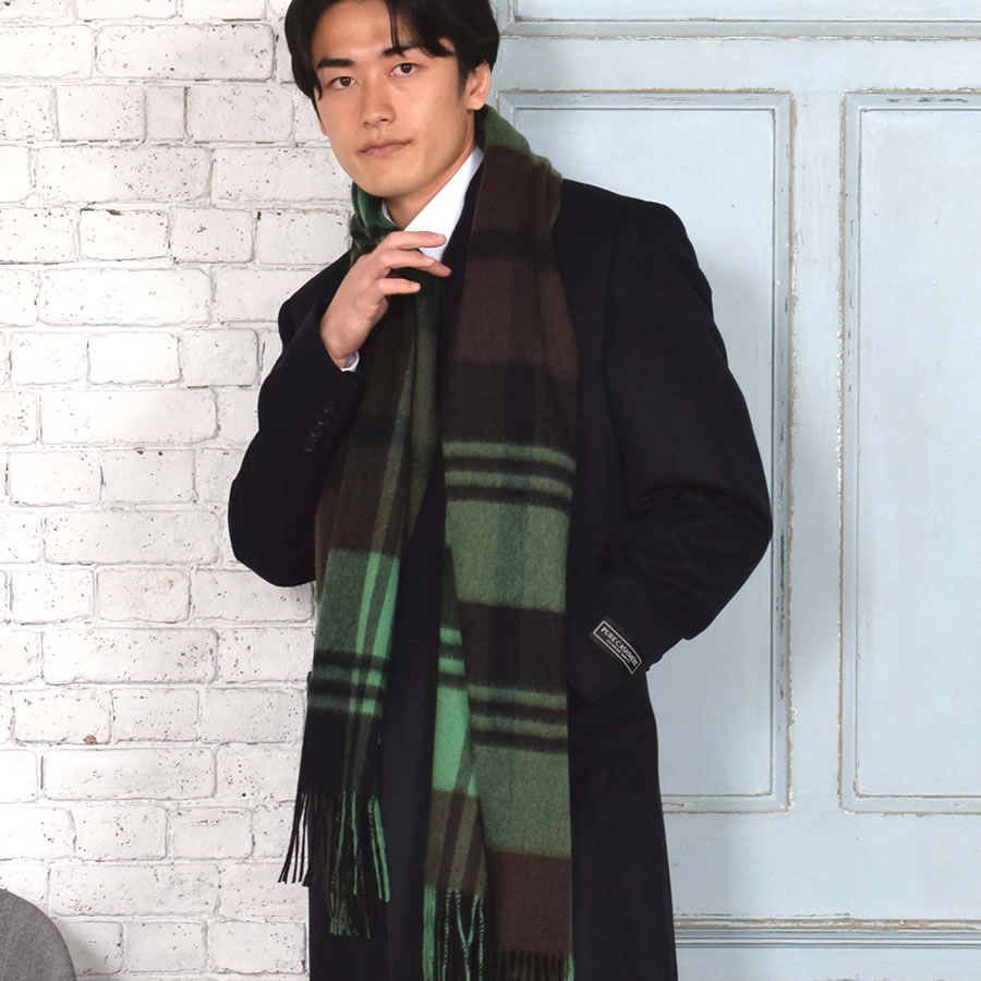【公式限定名入れ刺繍無料】カシミヤ 100％ ストール 大判 チェック柄ストール 敬老の日【名入れ刺繍】【200cm×60cm】カシミヤストール カシミアストール チェック柄 チェックストール 秋冬 厚手 マフラー メンズマフラー ギフト クリスマス(cs1066m)