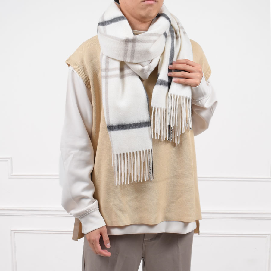 【公式限定名入れ刺繍無料】カシミヤ 100％ ストール 大判 チェック柄ストール 敬老の日【名入れ刺繍】【200cm×60cm】カシミヤストール カシミアストール チェック柄 チェックストール 秋冬 厚手 マフラー メンズマフラー ギフト クリスマス(cs1066m)