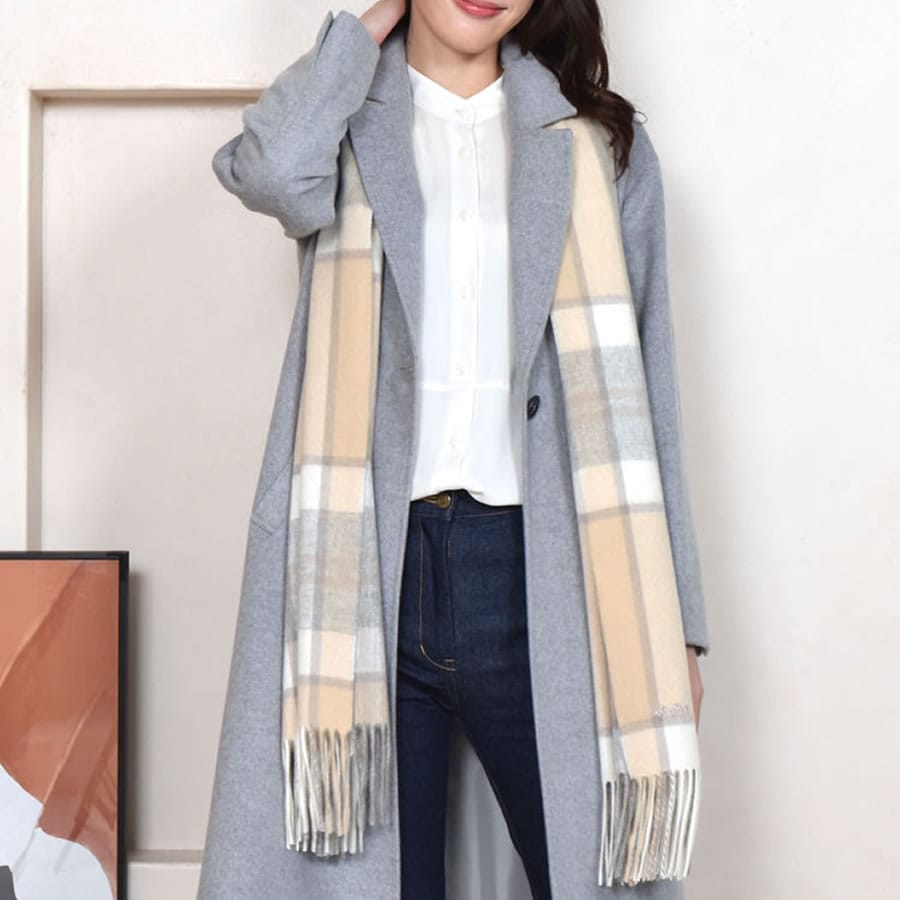 【公式限定名入れ刺繍無料】カシミヤ 100％ ストール 大判 チェック柄ストール 敬老の日【名入れ刺繍】【200cm×60cm】カシミヤストール カシミアストール チェック柄 チェックストール 秋冬 厚手 マフラー メンズマフラー ギフト クリスマス(cs1066m)