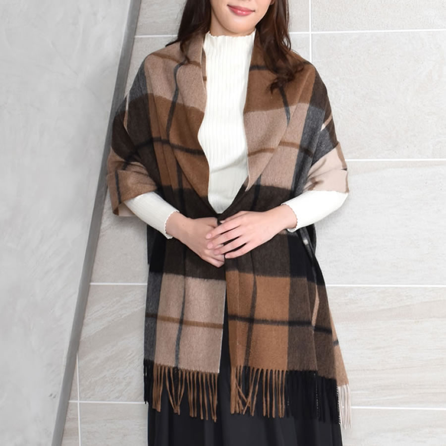 【公式限定名入れ刺繍無料】カシミヤ 100％ ストール 大判 チェック柄ストール 敬老の日【名入れ刺繍】【200cm×60cm】カシミヤストール カシミアストール チェック柄 チェックストール 秋冬 厚手 マフラー メンズマフラー ギフト クリスマス(cs1066m)