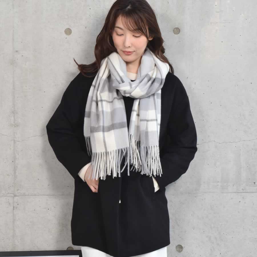 【公式限定名入れ刺繍無料】カシミヤ 100％ ストール 大判 チェック柄ストール 敬老の日【名入れ刺繍】【200cm×60cm】カシミヤストール カシミアストール チェック柄 チェックストール 秋冬 厚手 マフラー メンズマフラー ギフト クリスマス(cs1066m)