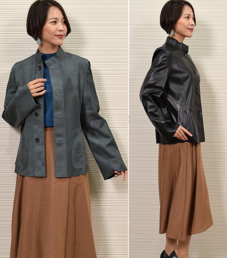 レザーリバシブルジャケット  レザー 革 毛皮・ファー 女性用 レデイース プレゼント ギフト ミセス ファッション(la4962)