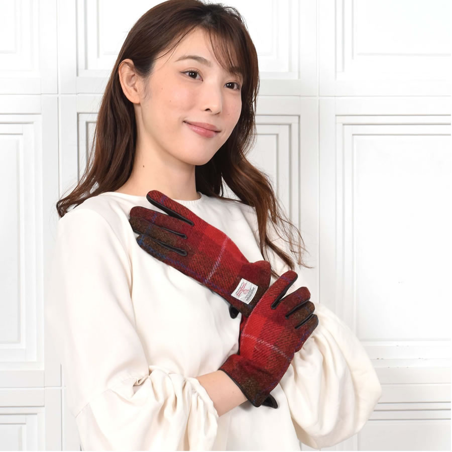 【Merfirge】ハリスツイード グローブ 手袋 本革 ラム革 レザー タッチパネル対応 防寒 ギフト(HT2021.HT2204)【ゆうパケット送料無料】