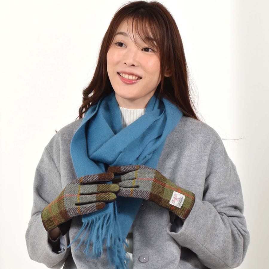 【Merfirge】ハリスツイード グローブ 手袋 本革 ラム革 レザー タッチパネル対応 防寒 ギフト(HT2021.HT2204)【ゆうパケット送料無料】