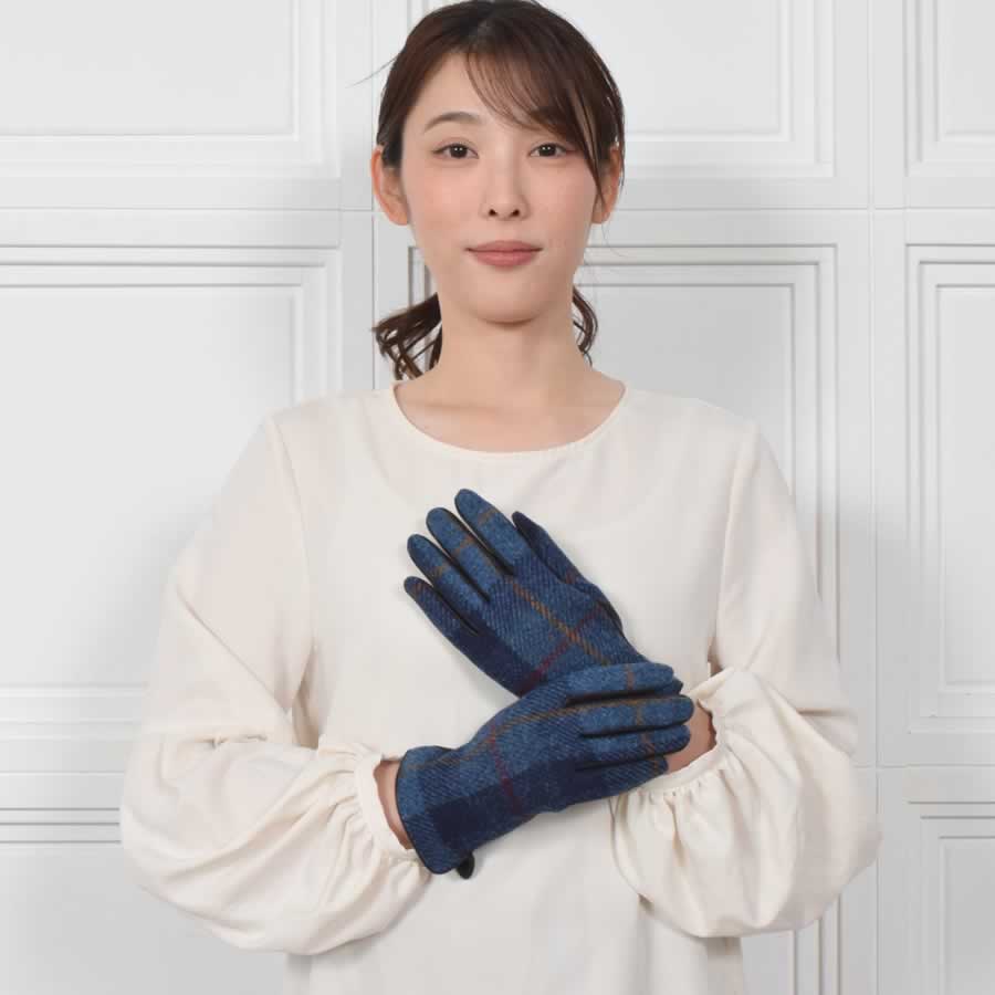 【Merfirge】ハリスツイード グローブ 手袋 本革 ラム革 レザー タッチパネル対応 防寒 ギフト(HT2021.HT2204)【ゆうパケット送料無料】