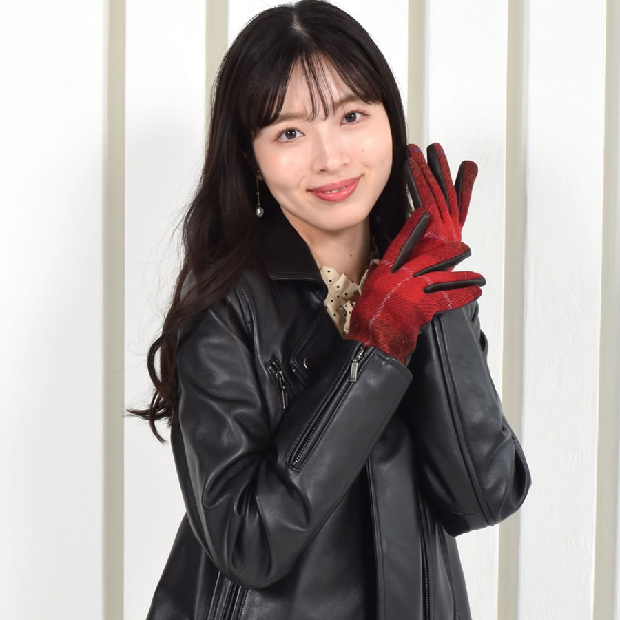 【Merfirge】ハリスツイード グローブ 手袋 本革 ラム革 レザー タッチパネル対応 防寒 ギフト(HT2021.HT2204)【ゆうパケット送料無料】