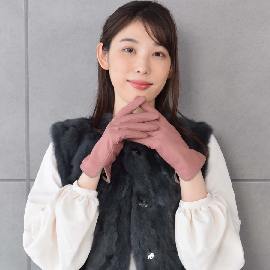 スマホ対応 革手袋 レディース エチオピアシープ ステッチ レザー手袋 グローブ[Merfirge] (LG5025)【ゆうパケット送料無料】