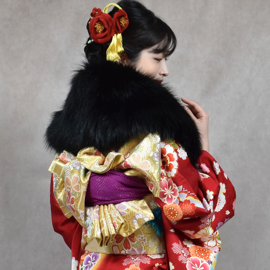 成人式 ショール フェイクファー エコファー ストール 着物 和装 振袖 レディース ファーストール 結婚式 晴れ着 ファー 女性 レディース  フォックス エコファー フォックスショール(EF1023)
