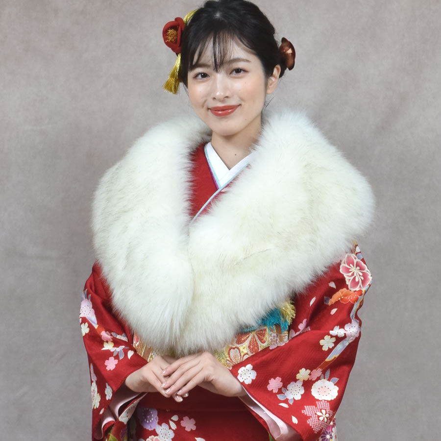 成人式 ショール フェイクファー エコファー ストール 着物 和装 振袖 レディース ファーストール 結婚式 晴れ着 ファー 女性 レディース  フォックス エコファー フォックスショール(EF1023)