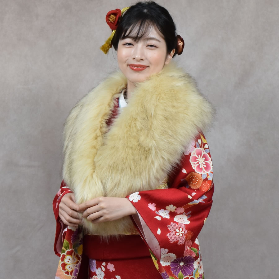 成人式 ショール フェイクファー エコファー ストール 着物 和装 振袖 レディース ファーストール 結婚式 晴れ着 ファー 女性 レディース  フォックス エコファー フォックスショール(EF1023)