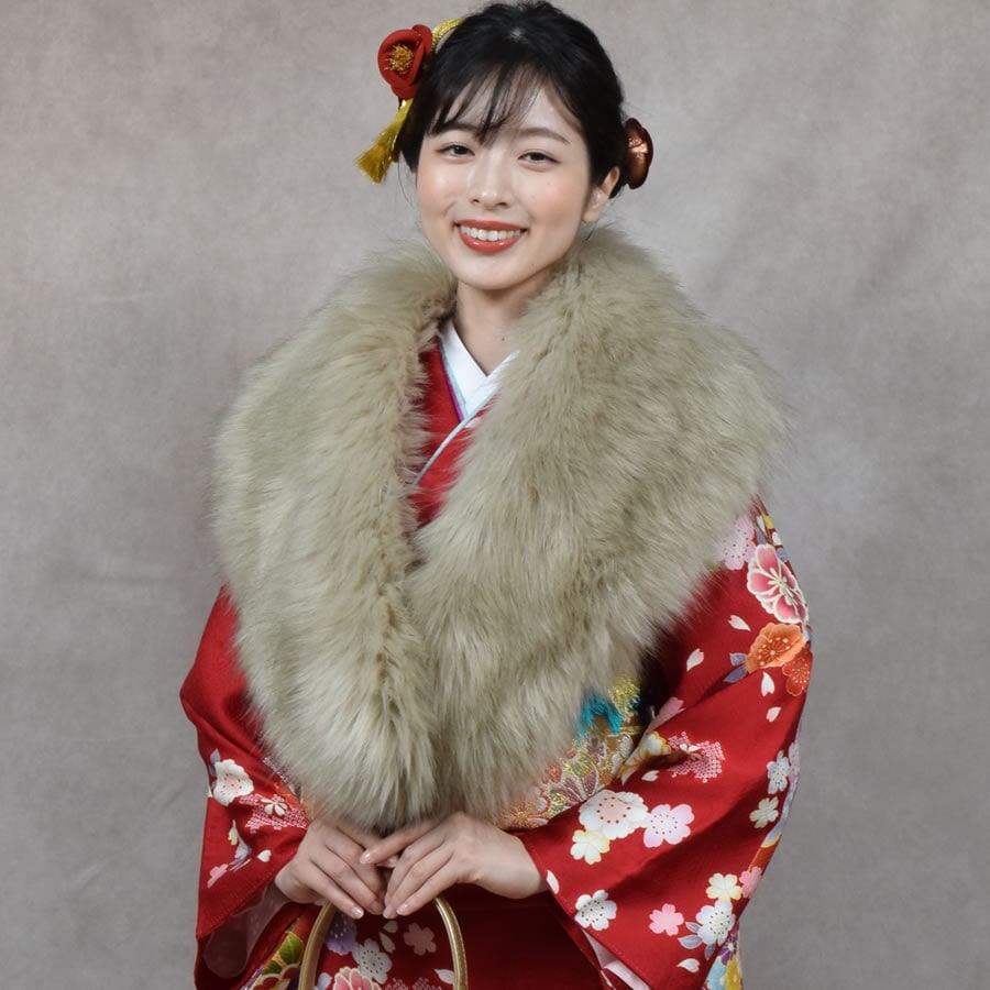成人式 ショール フェイクファー エコファー ストール 着物 和装 振袖 レディース ファーストール 結婚式 晴れ着 ファー 女性 レディース  フォックス エコファー フォックスショール(EF1023)