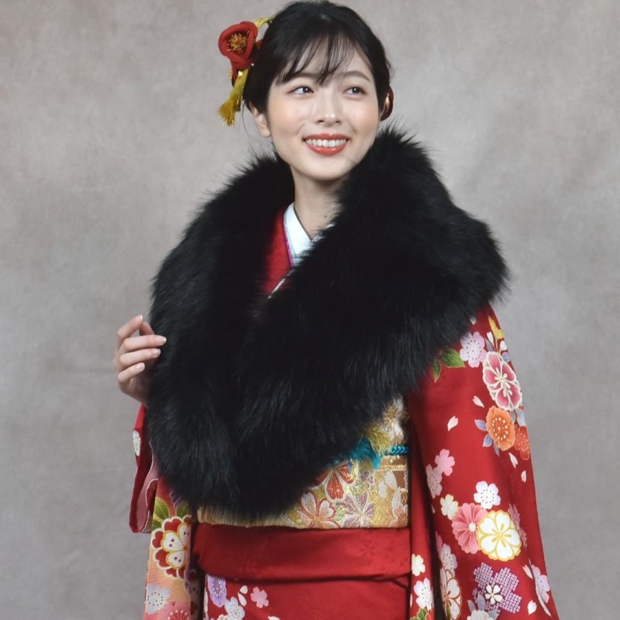 成人式 ショール フェイクファー エコファー ストール 着物 和装 振袖 レディース ファーストール 結婚式 晴れ着 ファー 女性 レディース  フォックス エコファー フォックスショール(EF1023)