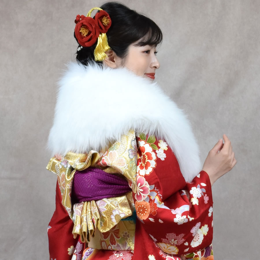 成人式 ショール フェイクファー エコファー ストール 着物 和装 振袖 レディース ファーストール 結婚式 晴れ着 ファー 女性 レディース  フォックス エコファー フォックスショール(EF1023)