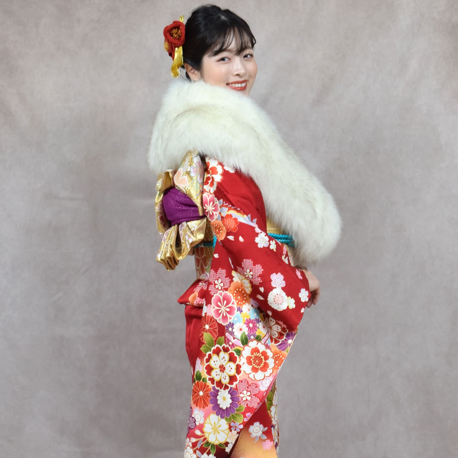 成人式 ショール フェイクファー エコファー ストール 着物 和装 振袖 レディース ファーストール 結婚式 晴れ着 ファー 女性 レディース  フォックス エコファー フォックスショール(EF1023)