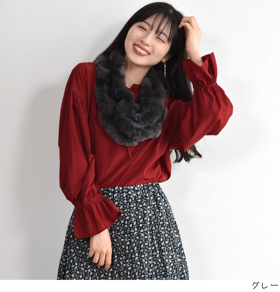レッキス ラビット スヌード ファースヌード レディース 冬 防寒具 マフラー 毛皮 ファーマフラー スカーフ snood レディス ミセス ファッション(FM3608)