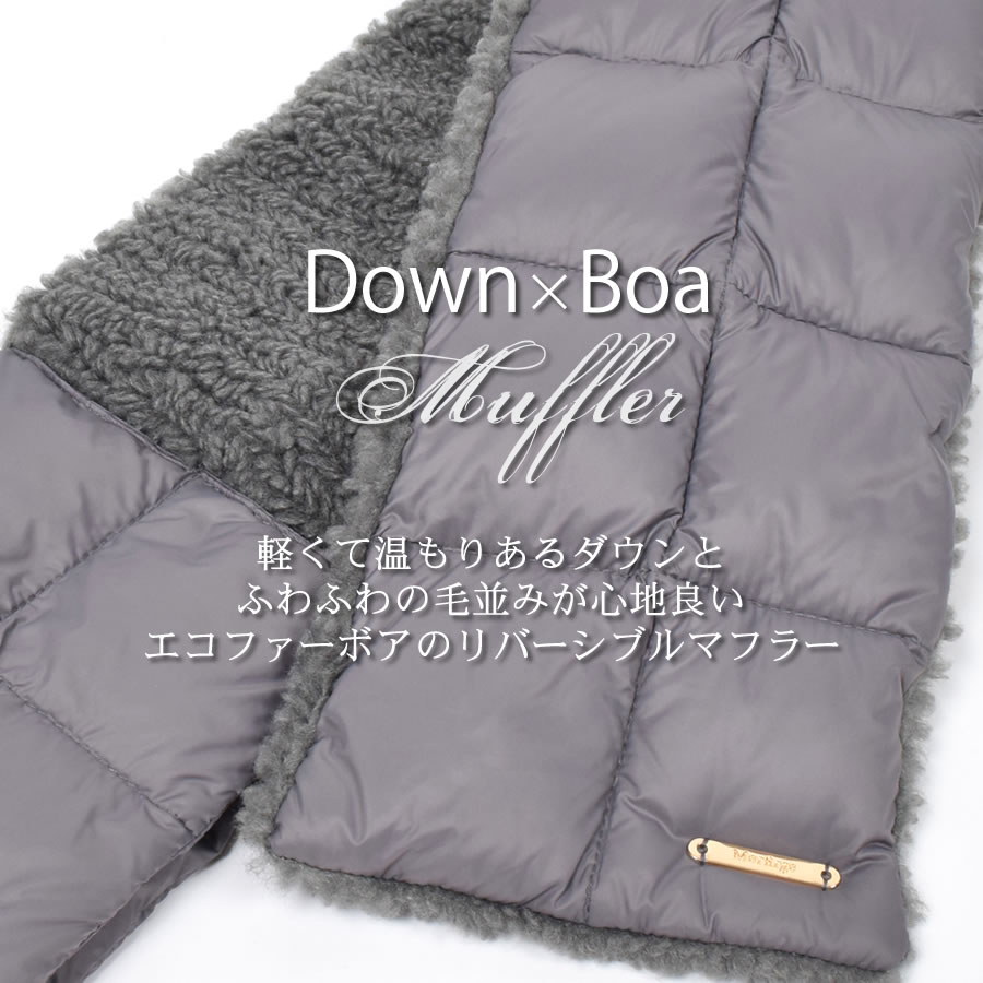 ダウンマフラー＆ハリスツイード 手袋 エコファー ギフト セット[Merfirge] Harris Tweed 本革 ラム革 レザー グローブ スマホ手袋 ウール クリスマス ギフト (XS2538)