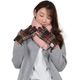 ダウンマフラー＆ハリスツイード 手袋 エコファー ギフト セット[Merfirge] Harris Tweed 本革 ラム革 レザー グローブ スマホ手袋 ウール クリスマス ギフト (XS2538)