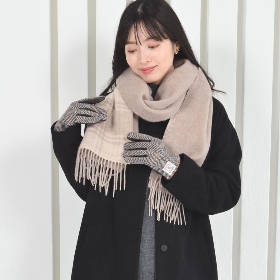 【名入れ刺繍対応】ギフトセット カシミヤ混 リバーシブル マフラー ＆  手袋  ギフト セット  【名入れ刺繍対応】[Merfirge]  グローブ スマホ対応  クリスマス ギフト プレゼント(xs2437)