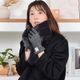 ファー マフラー＆ハリスツイード 手袋 エコファー ギフト セット[Merfirge] Harris Tweed 本革 ラム革 レザー グローブ  スマホ手袋 ウール クリスマス ギフト (XS2530)