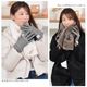 ファー マフラー＆ハリスツイード 手袋 エコファー ギフト セット[Merfirge] Harris Tweed 本革 ラム革 レザー グローブ  スマホ手袋 ウール クリスマス ギフト (XS2530)