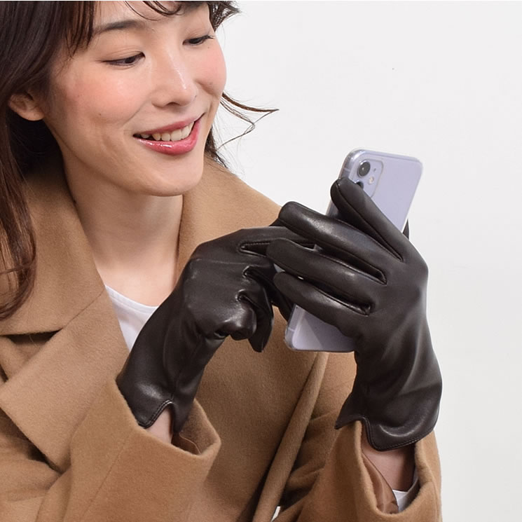 [Merfirge]エチオピアシープ レザー グローブ 手袋  本革  グローブ 手袋 タッチパネル対応 スマホ対応 スマホ手袋 レディース   プレゼントクリスマスギフト (lg1506)