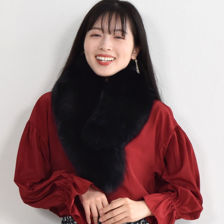 日本製 SAGA フォックス ファー マフラー レディース 毛皮 ファー SAGA FUR ブルーフォックス リアルファー ladies プレゼント ギフト 冬 ファーマフラー ファー小物マフラー リアルファー ミセス ファッション(f3011)