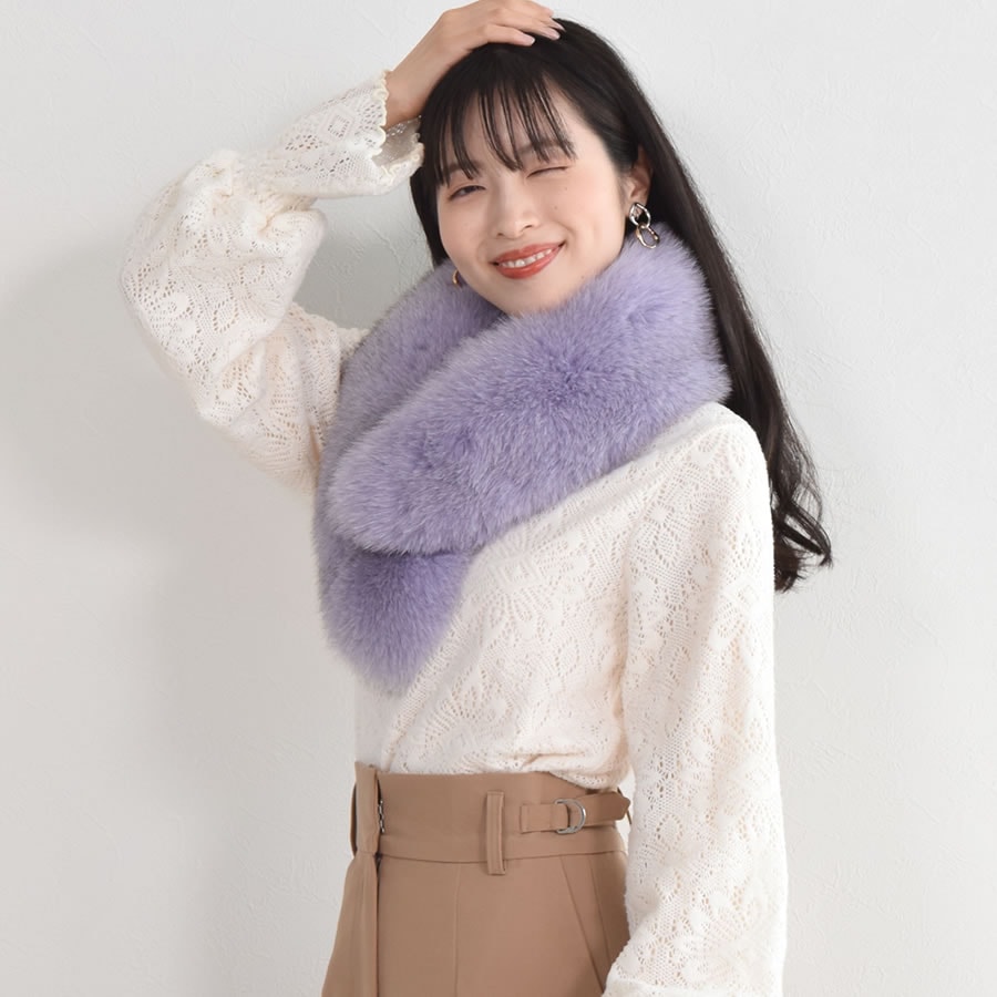 日本製 SAGA フォックス ファー マフラー レディース 毛皮 ファー SAGA FUR ブルーフォックス リアルファー ladies プレゼント ギフト 冬 ファーマフラー ファー小物マフラー リアルファー ミセス ファッション(f3011)