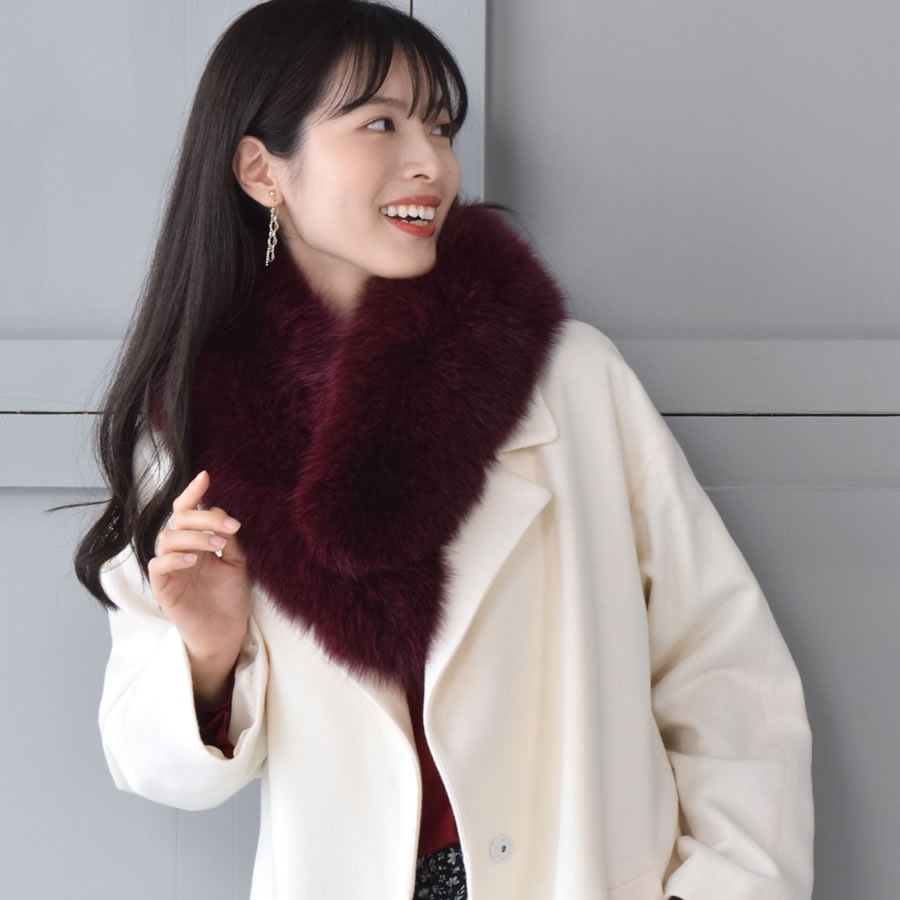 日本製 SAGA フォックス ファー マフラー レディース 毛皮 ファー SAGA FUR ブルーフォックス リアルファー ladies プレゼント ギフト 冬 ファーマフラー ファー小物マフラー リアルファー ミセス ファッション(f3011)