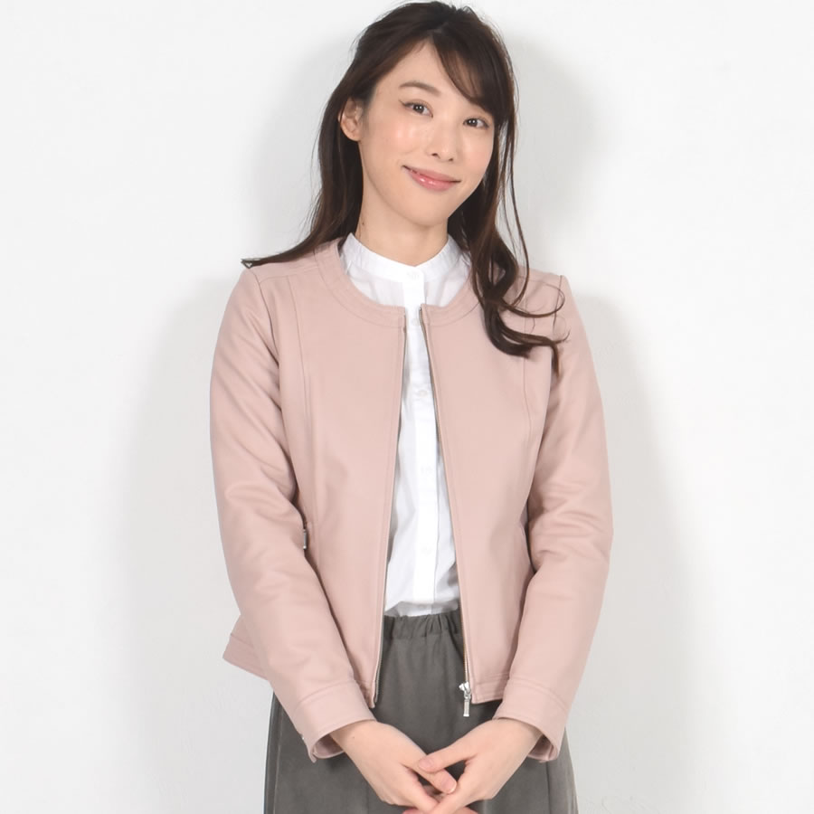 レザージャケット[Merfirge] ラム レザー ノーカラージャケット レディス 結婚式 レザー プレゼント 本革 本皮  ライダースジヤケット