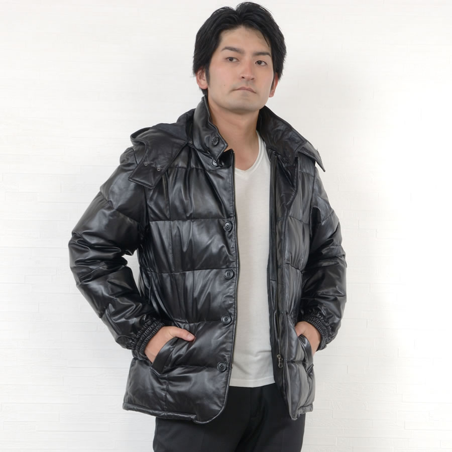 COGGIOLA [コッジョラ] メンズ レザー ソフトラム ダウン ジャケット