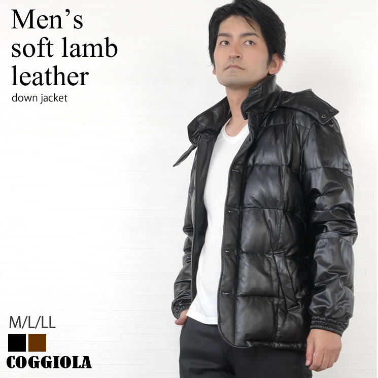 COGGIOLA [コッジョラ] メンズ レザー ソフトラム ダウン ジャケット