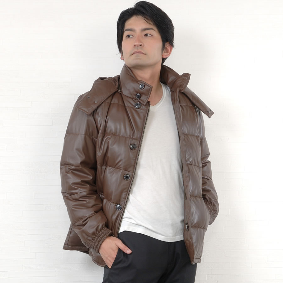 COGGIOLA [コッジョラ] メンズ レザー ソフトラム ダウン ジャケット