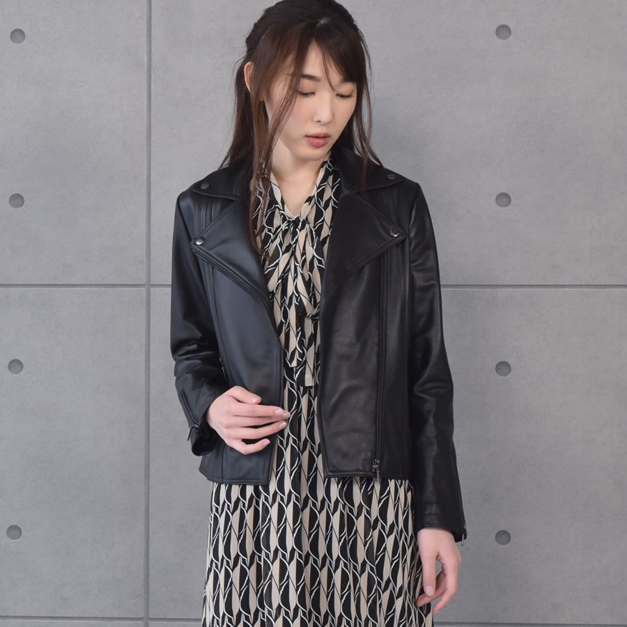 ラムレザーライダースジャケット [Merfirge]ダブルレディース レディス 結婚式 レザー プレゼント 本革 本皮 レザージャケット (KT8004)