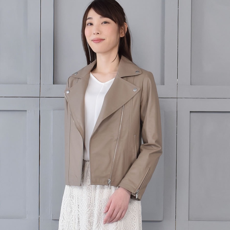 ラムレザーライダースジャケット [Merfirge]ダブルレディース レディス 結婚式 レザー プレゼント 本革 本皮 レザージャケット (KT8004)