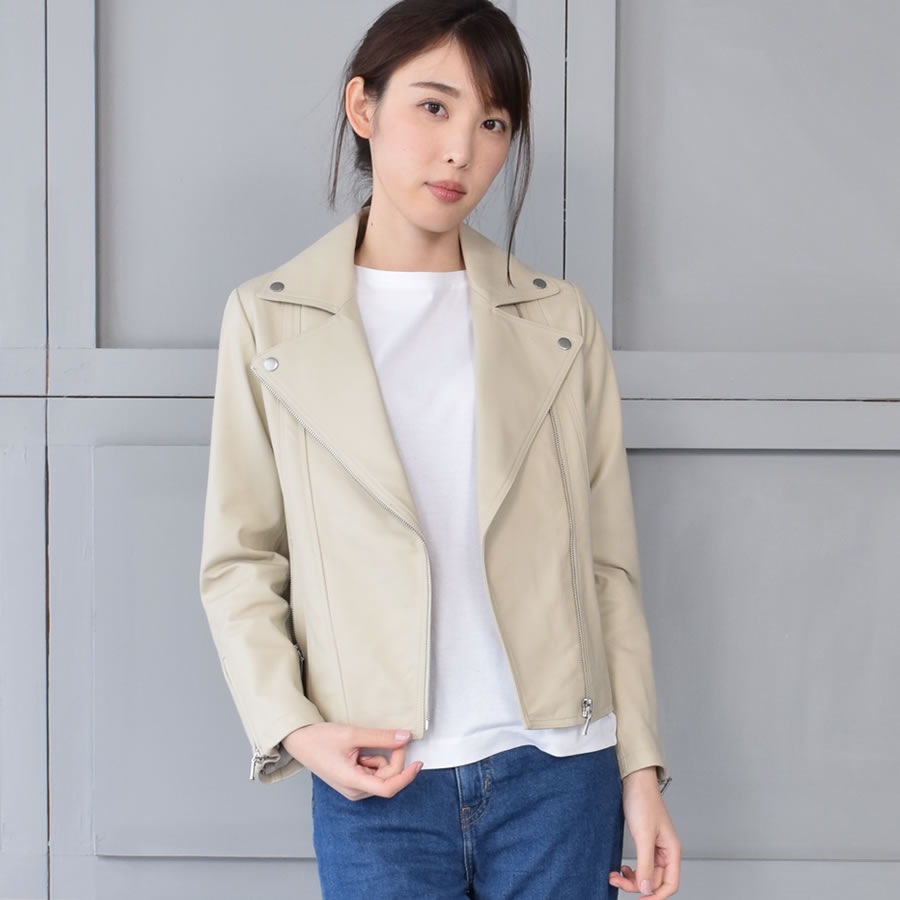 ラムレザーライダースジャケット [Merfirge]ダブルレディース レディス 結婚式 レザー プレゼント 本革 本皮 レザージャケット (KT8004)