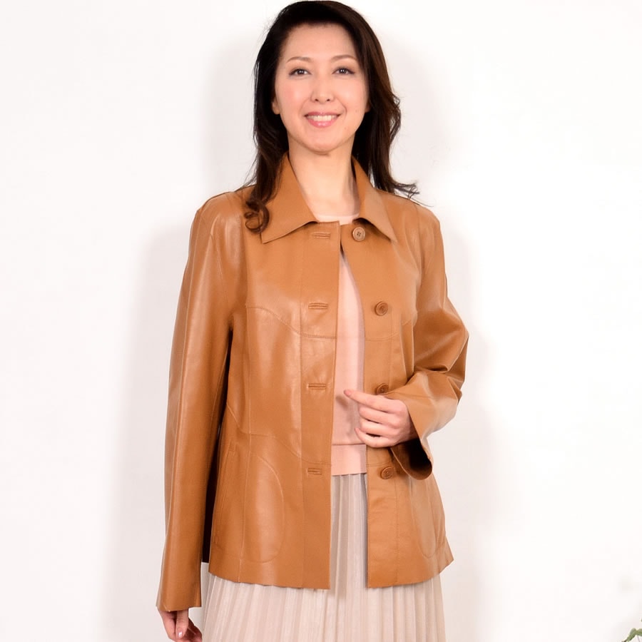 レザー リバーシブル ジャケット ステンカラー[MONCADA]タイプ 革 毛皮 ファー 女性用 レデイース プレゼント ギフト ミセス ファッション(la4960)