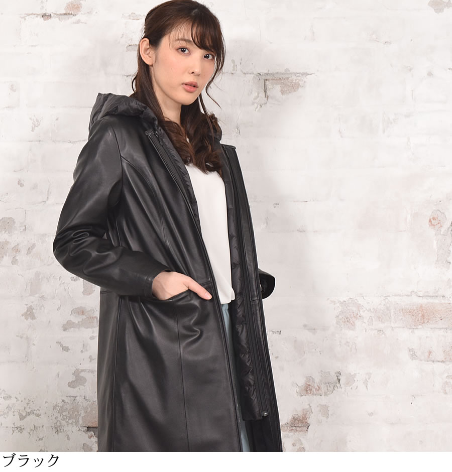 3WAY レザーコート ダウンベスト付  ノーカラー レザージャケット [Merfirge]ラム アウター 本革 羊革 リアルレザー 秋 冬 秋冬 春 シングル(kt7014)