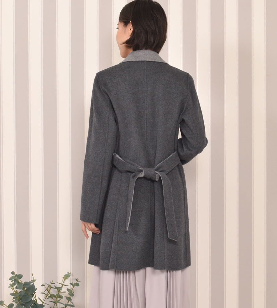 テーラーコート[MONCADA]カシミヤ 混紡 リバーシブル カシミア ウール ウィメンズ レディース コート ダブルフェイス リバーシブル アウター ミドル丈 テーラー チェスター (CW1630)