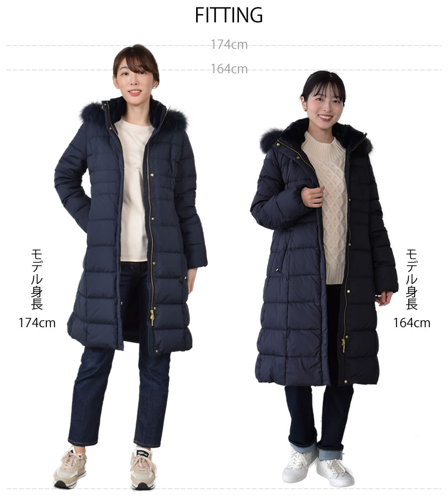 ダウンコート レディース  セミ ロング メルファージュ ダウン90% フォックス ファー フード付き ダウン コート ロングコート ロング丈コート【着丈約100CM】 (d3415)