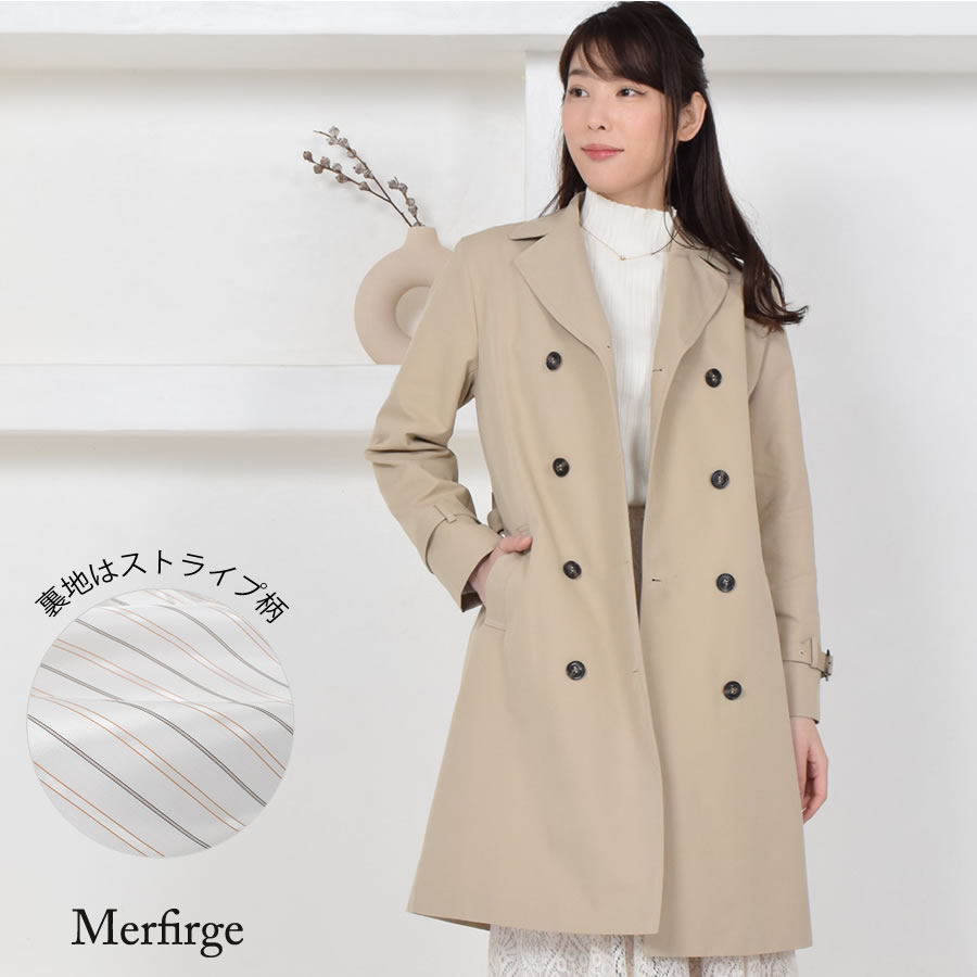 トレンチコート TCギャバジン[Merfirge][弱撥水加工]綿混 ミドル丈