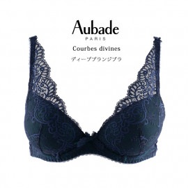 ブラジャー 大きいサイズ オーバドゥ Courbes Divines ディーププランジブラ インポート ランジェリー フランス レース 軽い 透け感 Aubade 40代 50代